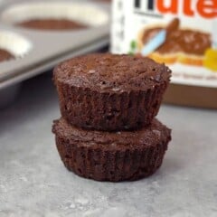 2 stacked Nutella brownies