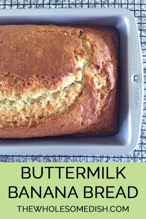 Buttermilk Banana Bread in a loaf pan