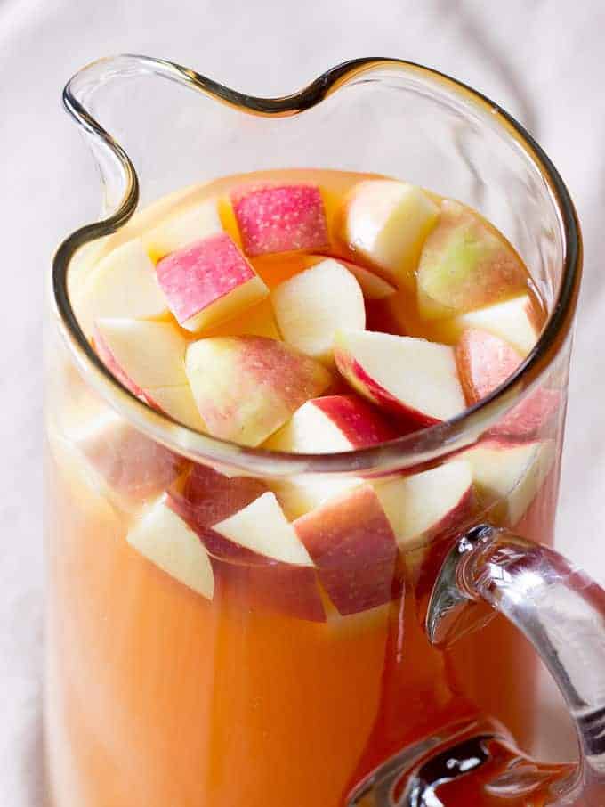 Large pitcher of Caramel Apple Sangria