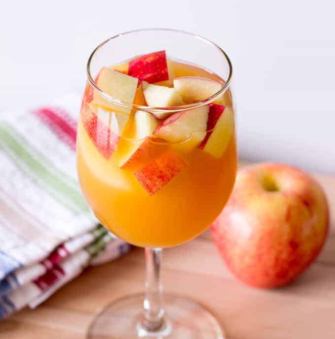 Glass of apple cider sangria 