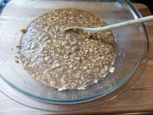 bowl full of uncooked oatmeal muffin batter