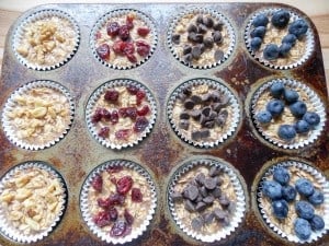 unbaked To-Go Baked Oatmeal with Your Favorite Toppings in a muffin tin