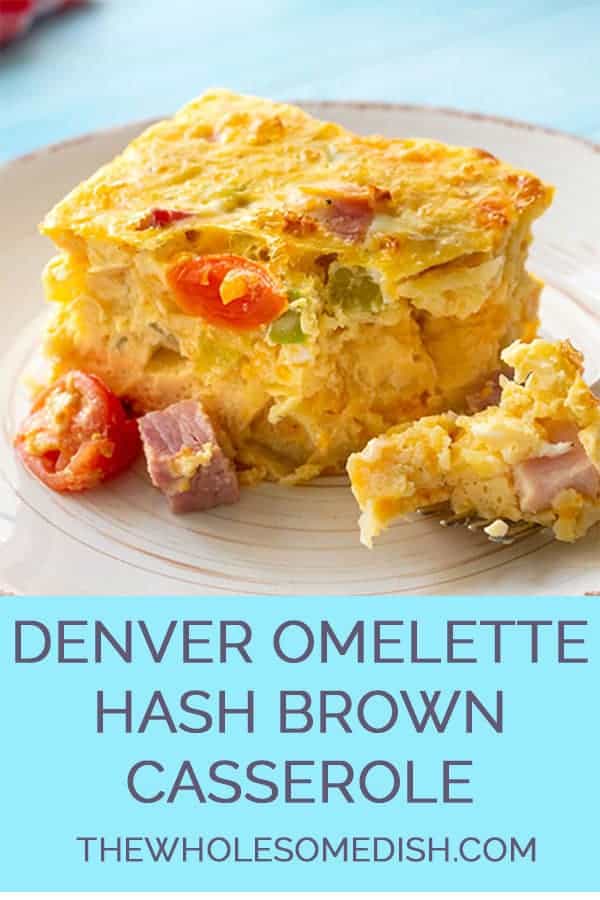 Slice of Denver Omelette Hashbrown casserole on a plate