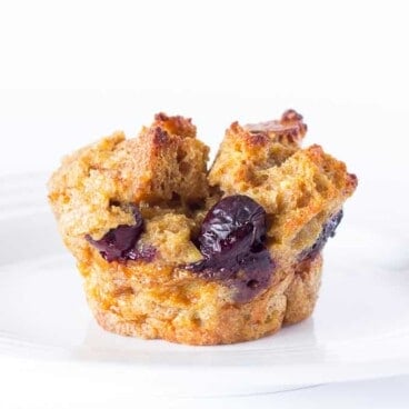 blueberry French Toast Cup on a white plate