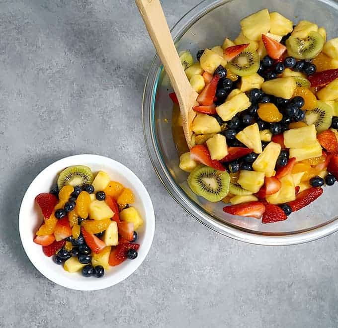 2 bowls full of Honey Vanilla Fruit Salad